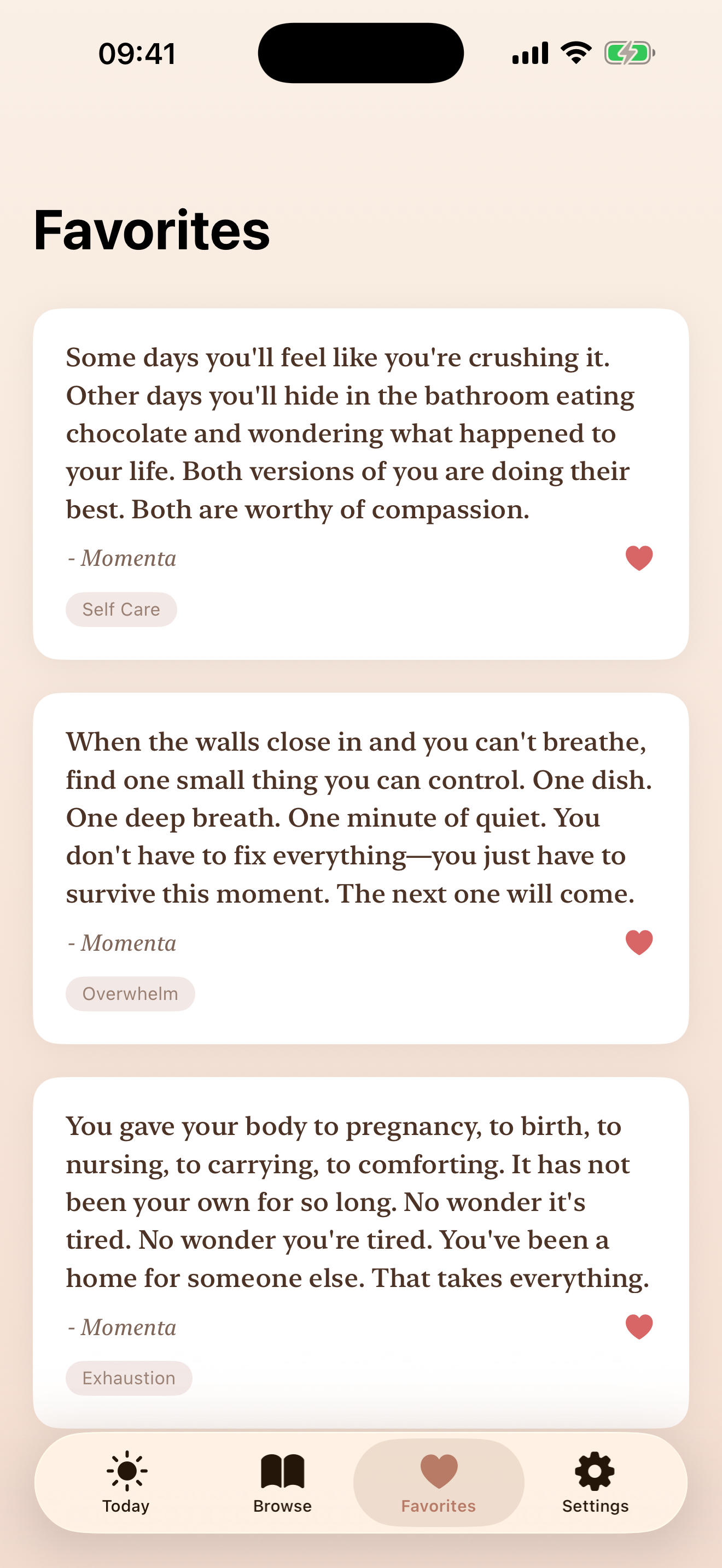 Momenta Favorites - Saved quotes